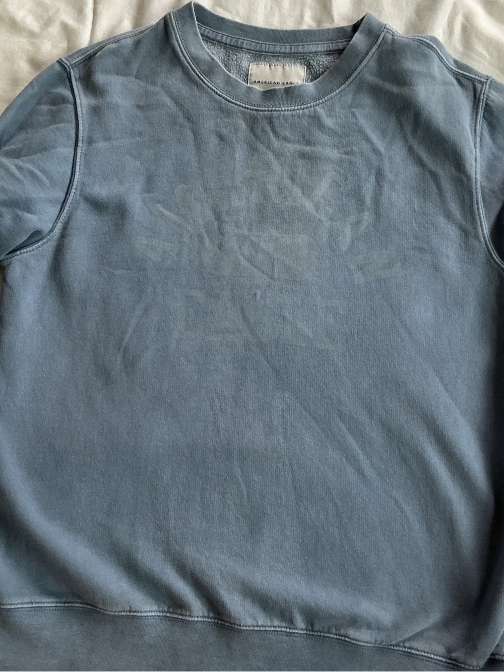 American Eagle Outfitters Washed Blue Crewneck Sweatshirt - Men's